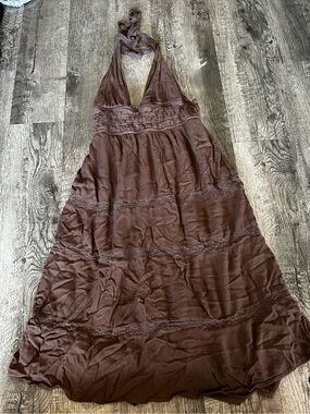Urban Heritage Brown Halter Tiered Maxi Dress